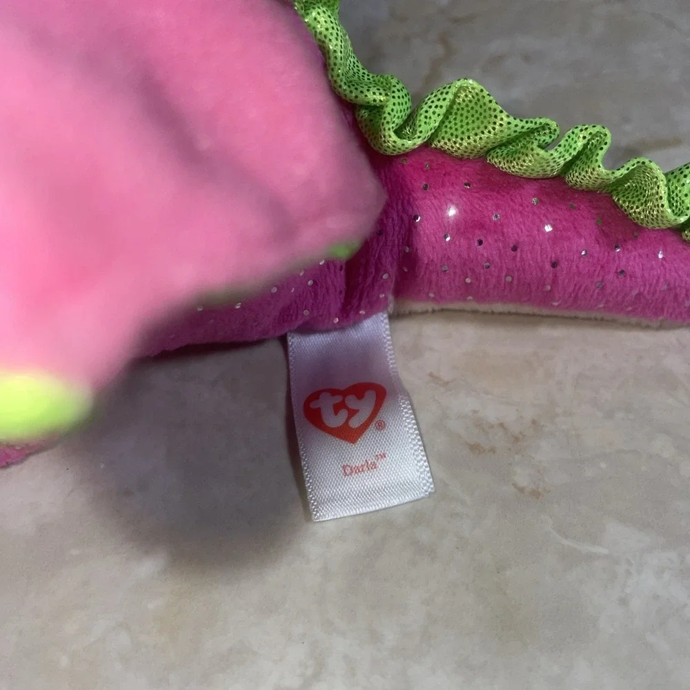 2016 Ty‎ Darla Dragon Sparkle Eyes Foil Wings Neon Pink & Green 6